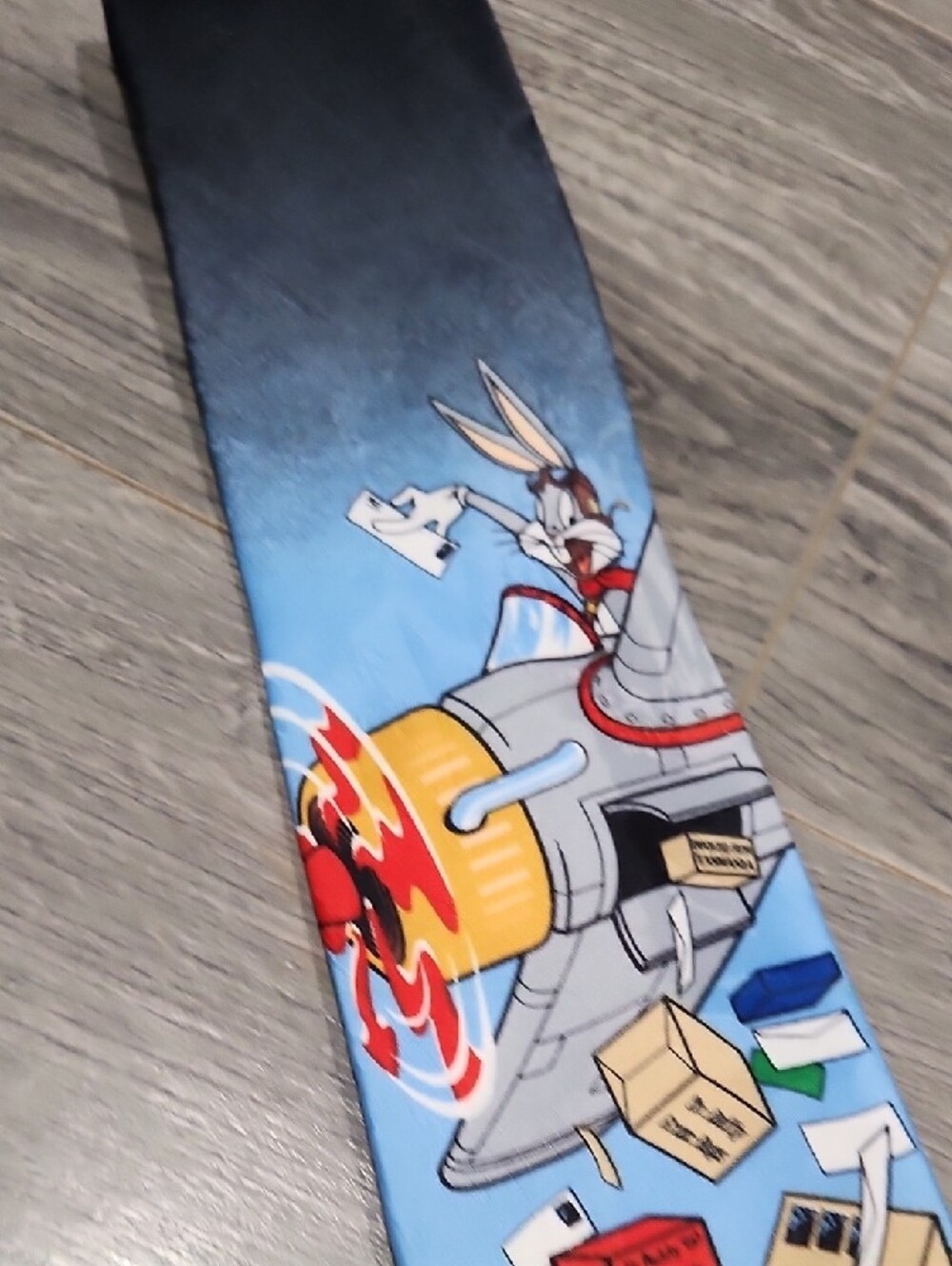 ACME Vintage 19971 Road Runner Themed Blue Graphic Tie - Picture 3 of 7